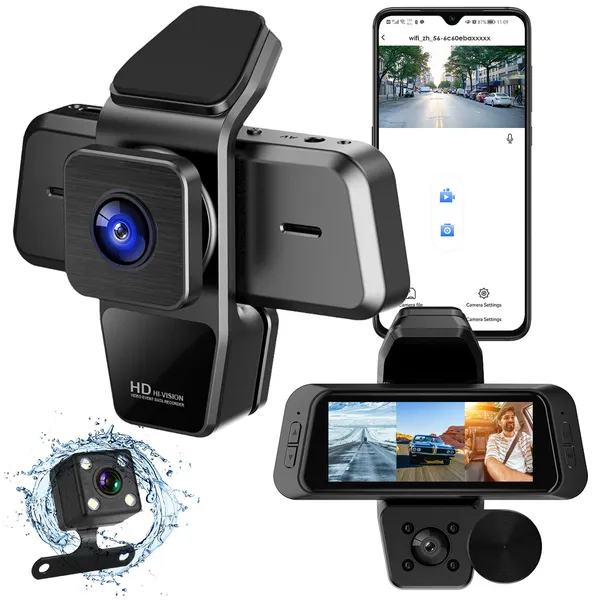 Caméra embarquée WiFi 1080P 3 canaux 170° infrarouge capteurs