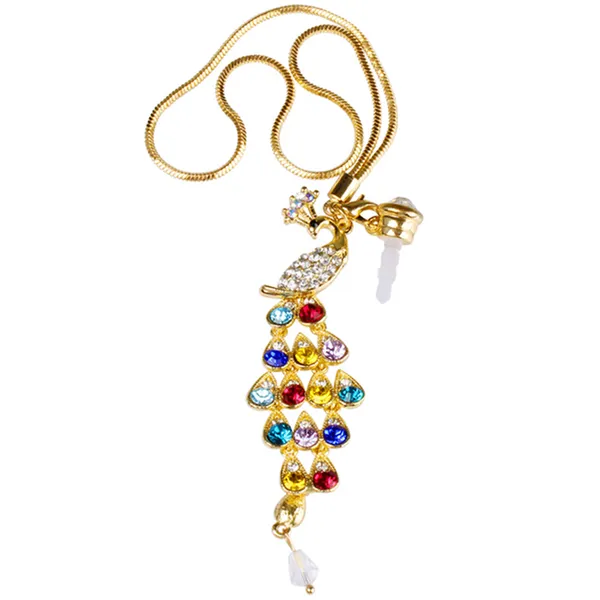 Bouchon cristal paon multicolore jack 3,5mm téléphone