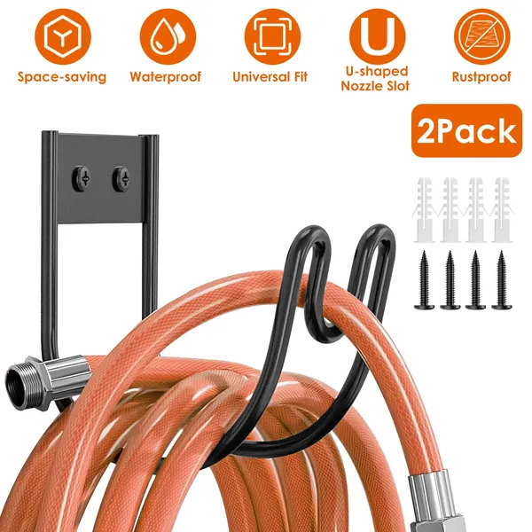 2 Supports Tuyau Jardin Acier Inoxydable - Organiseur Enrouleur