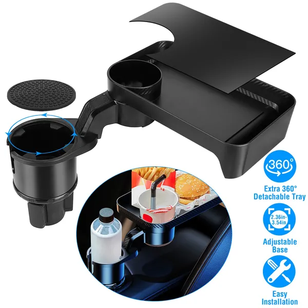 Porte-gobelet auto rotatif 360° adaptateur bouteille