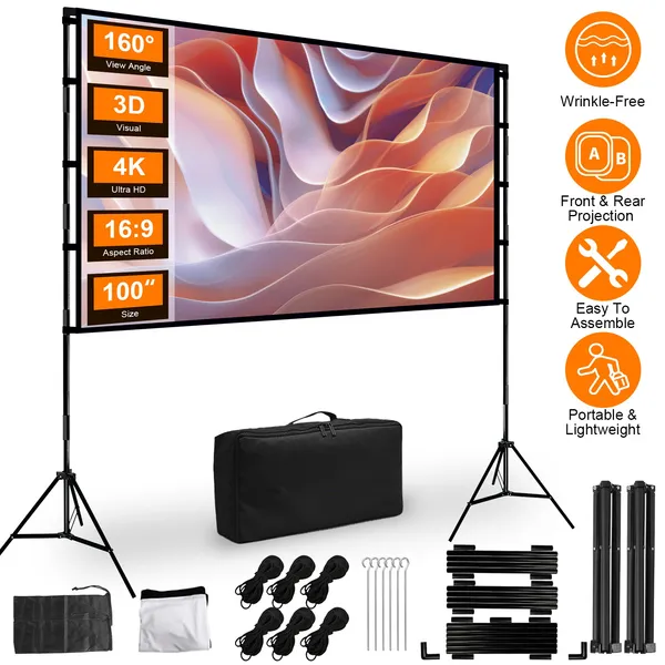 Écran projecteur 100po/120po 16:9 4K HD portable pliable