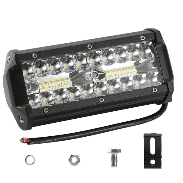 Barre LED 7" 120W 12000LM offroad IP67 étanche spot inondation Jeep camion