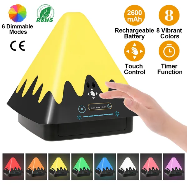 Lampe tactile nuit 8 couleurs, 6 niveaux intensité, minuterie