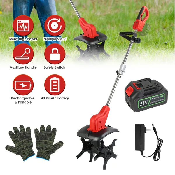 Motoculteur électrique 21V 4 lames 550W 9po