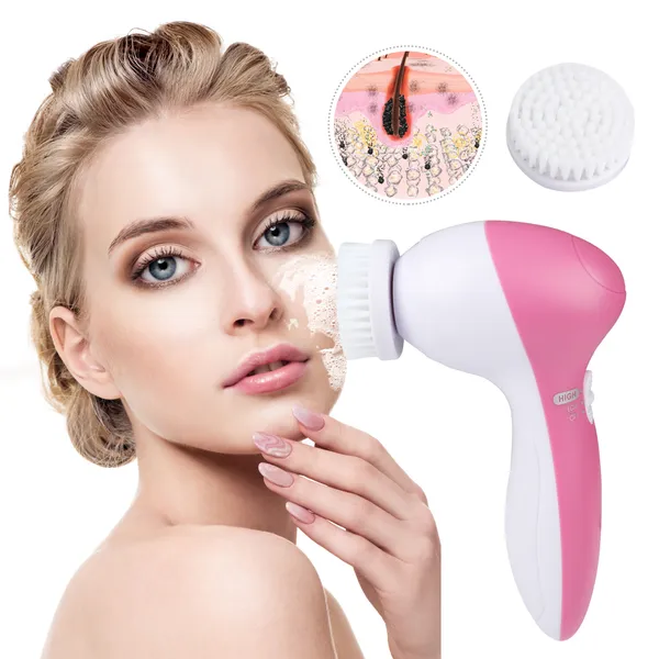 Brosse Nettoyante Faciale Électrique Spin, 5 Têtes, Waterproof