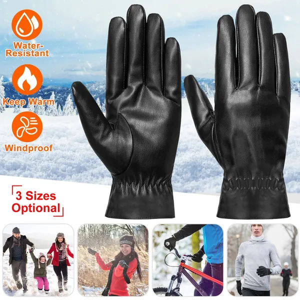 Gants cuir hiver unisexe imperméables, vélo/ski/course, chauds