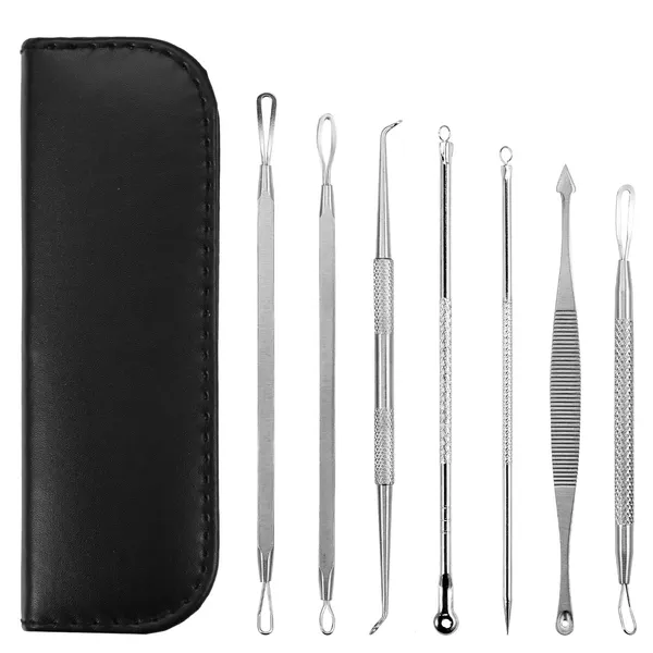 Kit 7 pcs extraction comédon acier inoxydable aiguilles