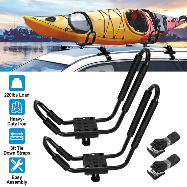 Porte-kayak universel J-Bar 220LBS avec sangles