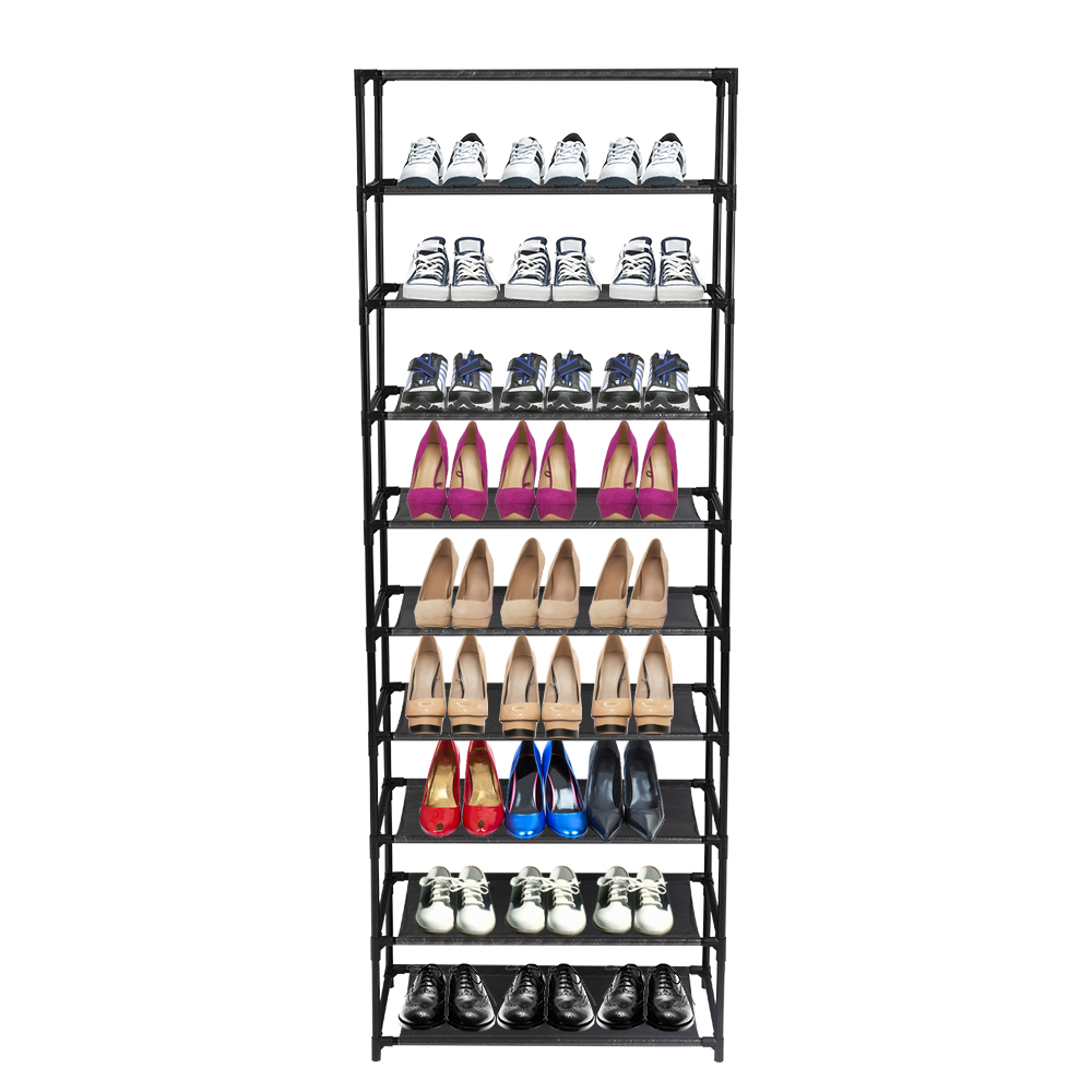 Rangement chaussures 10 étages acier inoxydable, 50 paires, garage entrée