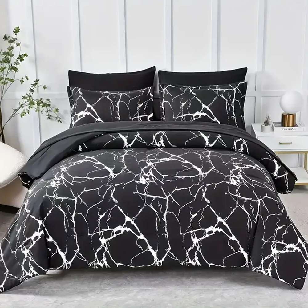 Ensemble lit marbre noir motif