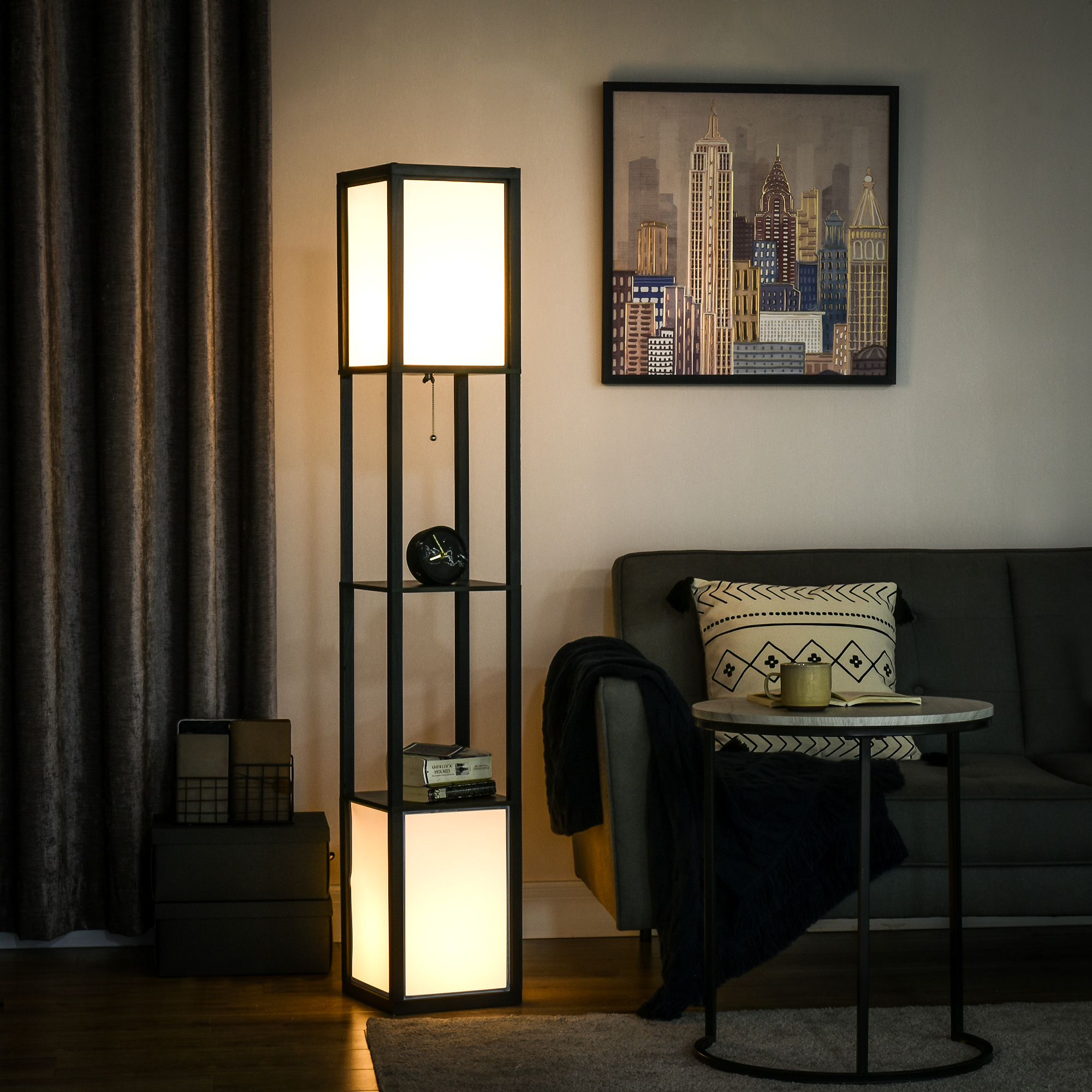 Lampadaire étagère double lumière