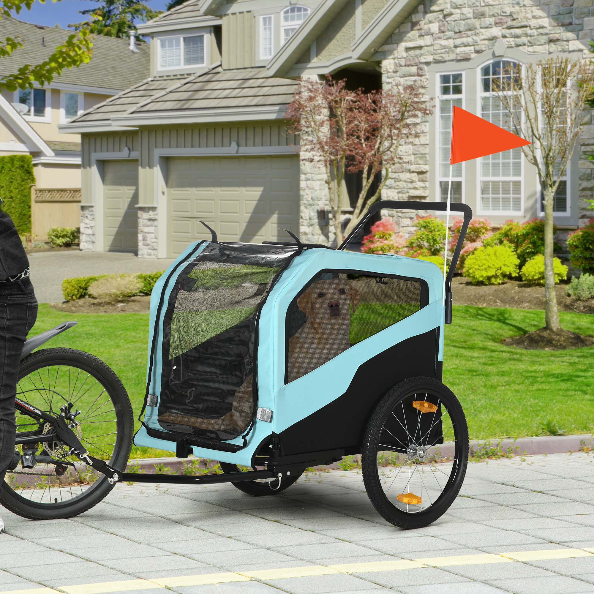 Remorque vélo chien 2-en-1 grand, attelage