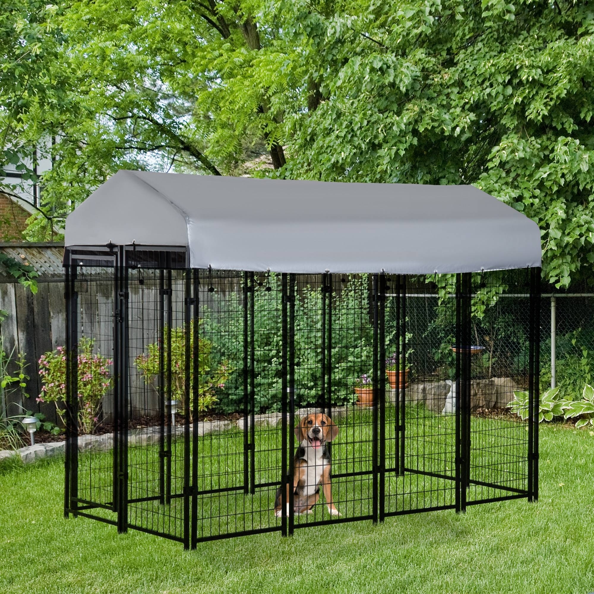 Chenil chien toit 8x4x6, grillage renforcé