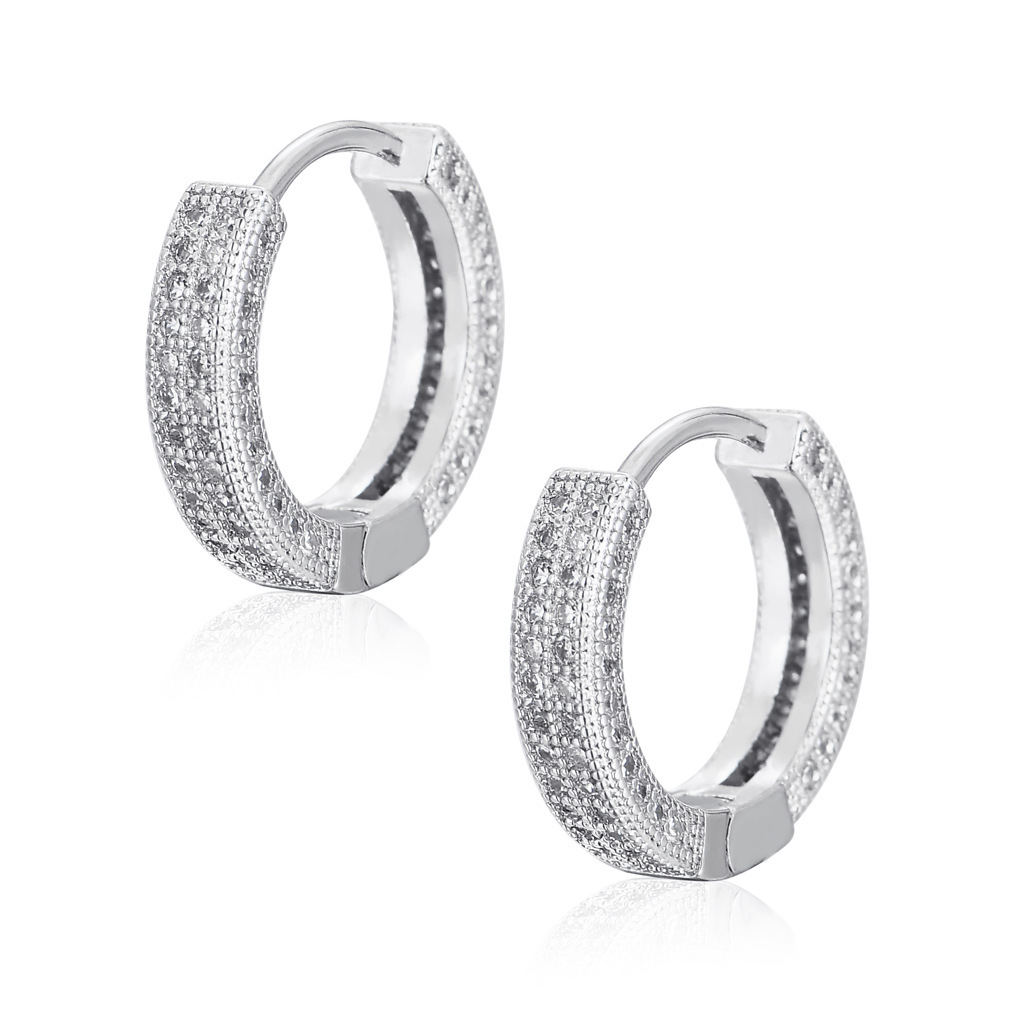 Boucles oreilles hoop zircon hip hop homme paire