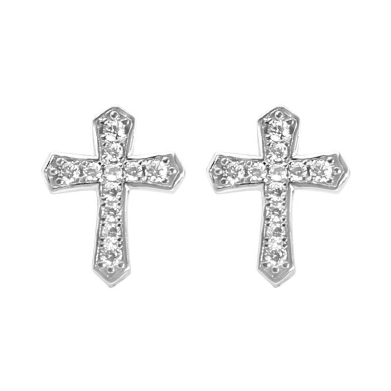 Boucles oreilles croix zircon style coréen tendance paire