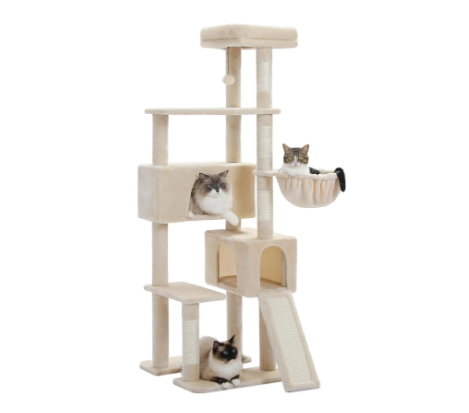 Tour à chat 65 po avec hamacs colonnes à griffer
