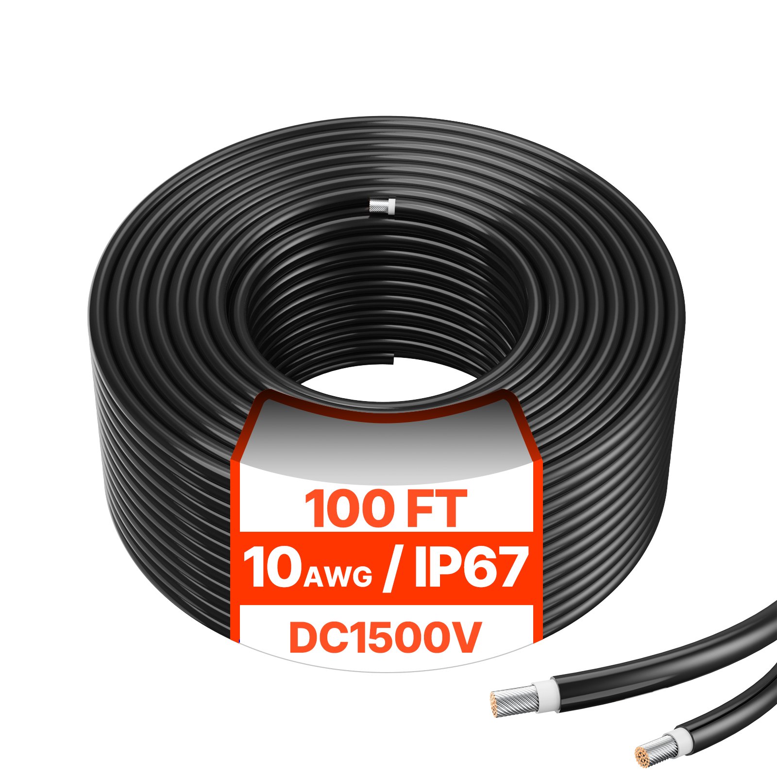 Câble extension panneau solaire 100FT 10AWG étanche PV 6mm² noir