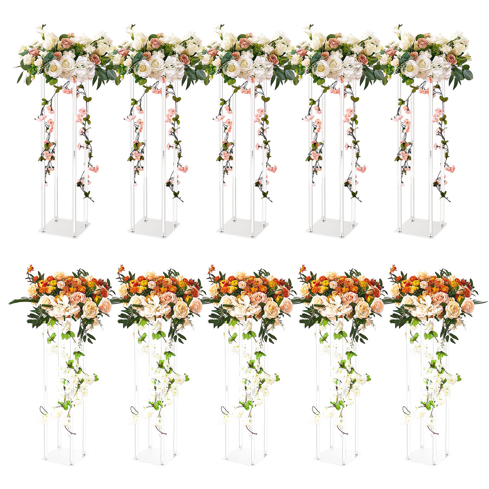 Présentoir fleur mariage 10 pcs 23,6 po acrylique colonne