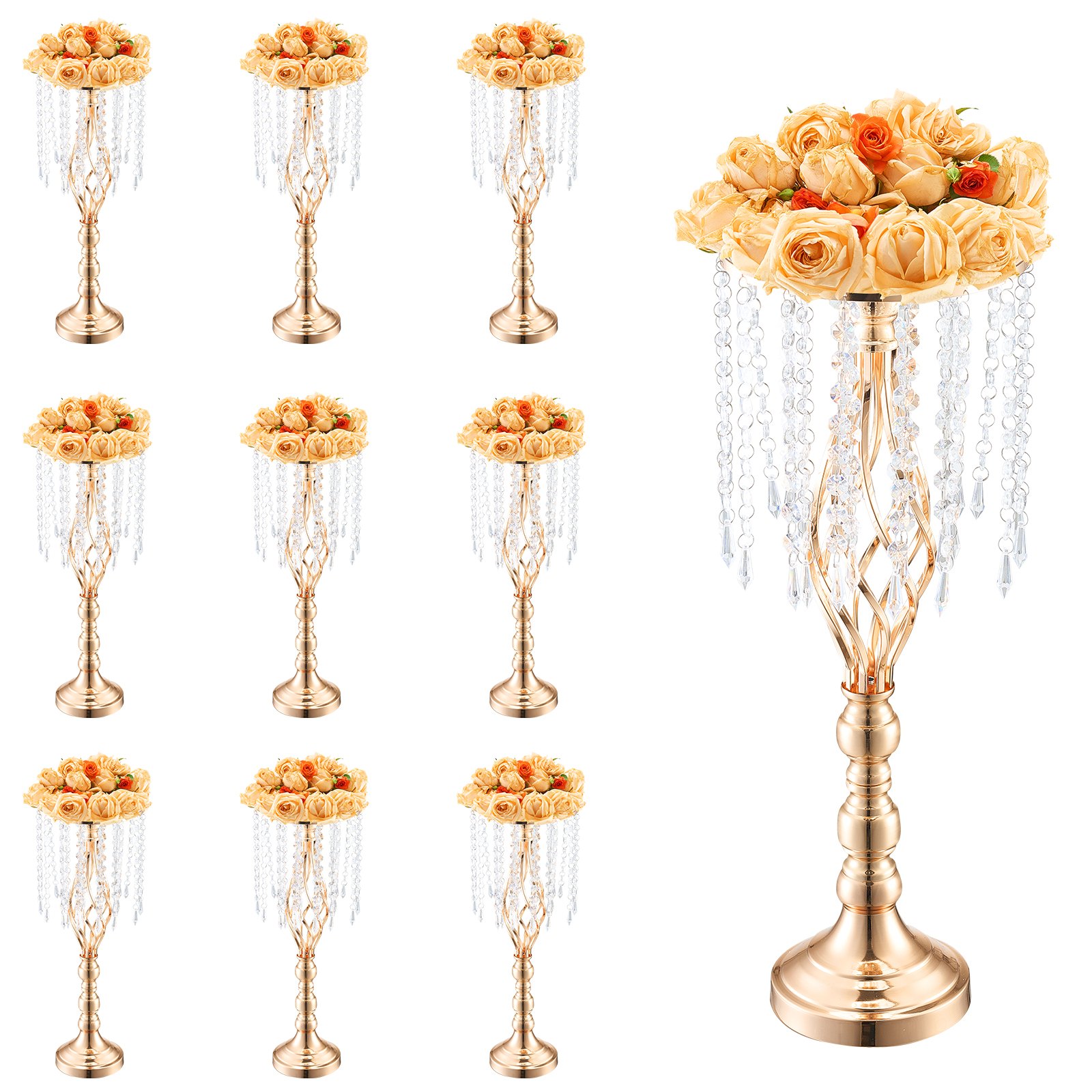 10 colonnes cristal mariage 55cm vase décor