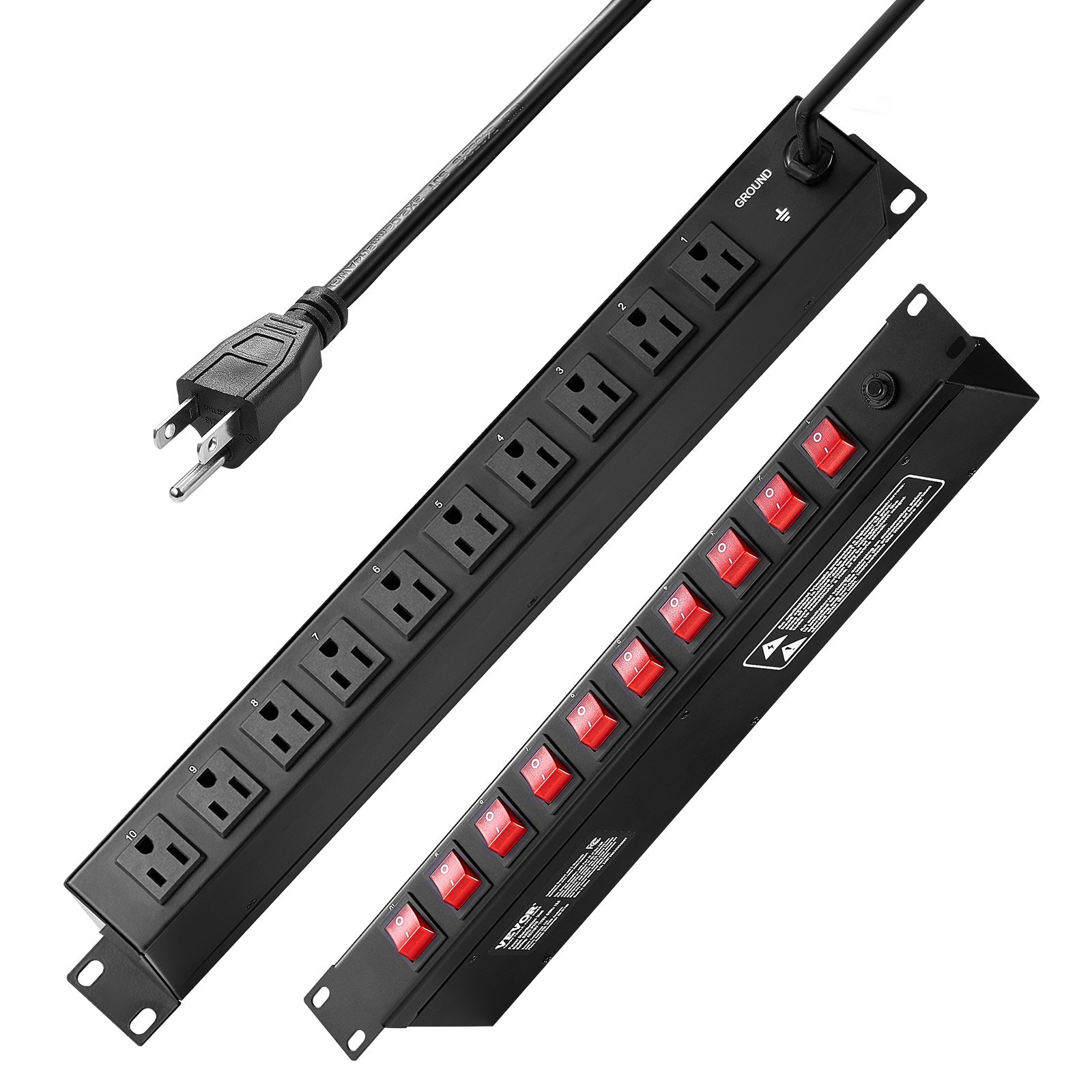 Barre d'alimentation 19' 1U 10 prises avec protection surtension