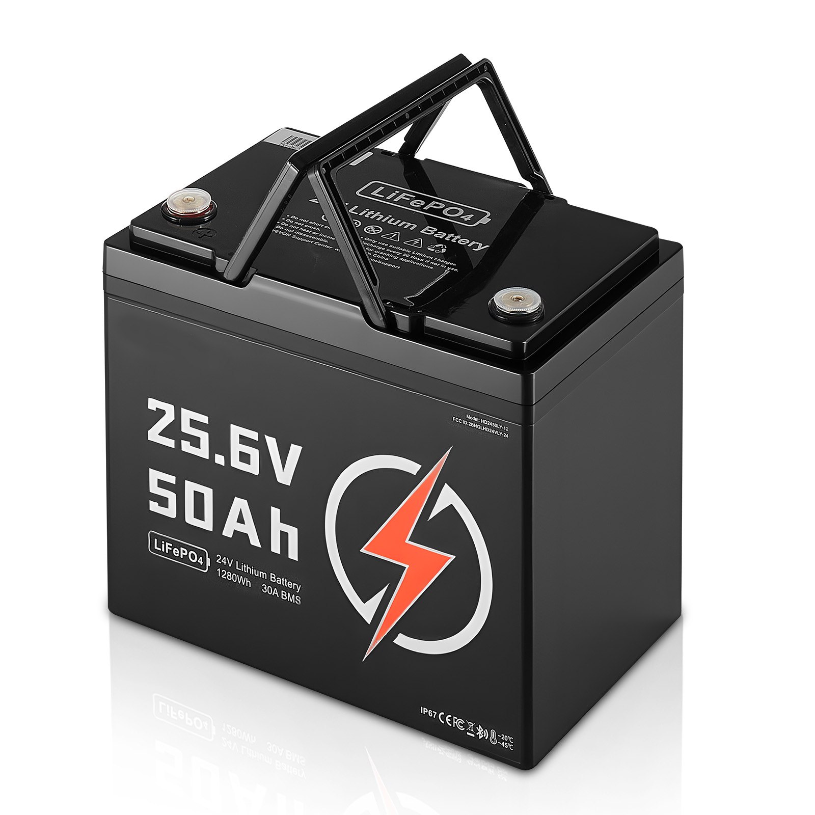 Batterie LiFePO4 24V 50Ah Bluetooth rechargeable BMS 30A