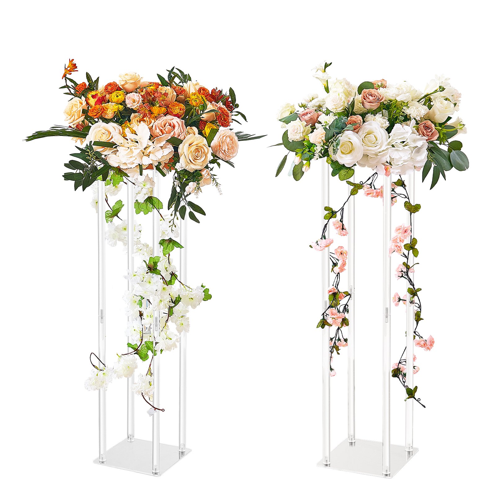 2 piédestaux fleurs mariage 31,5po, colonne acrylique