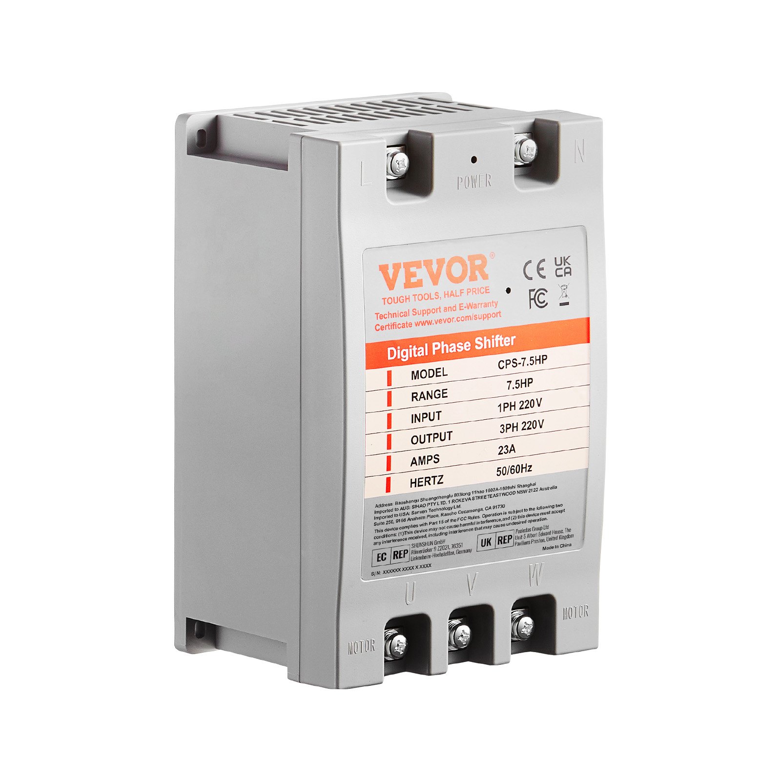 Convertisseur 3 phase 7,5HP 23A 220V monophase