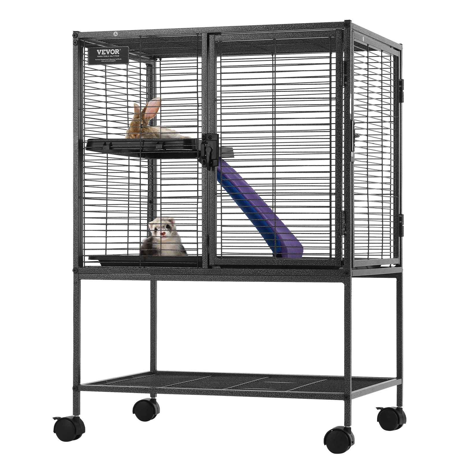 Cage petit animal métal 2 étages 34 po sur roulettes