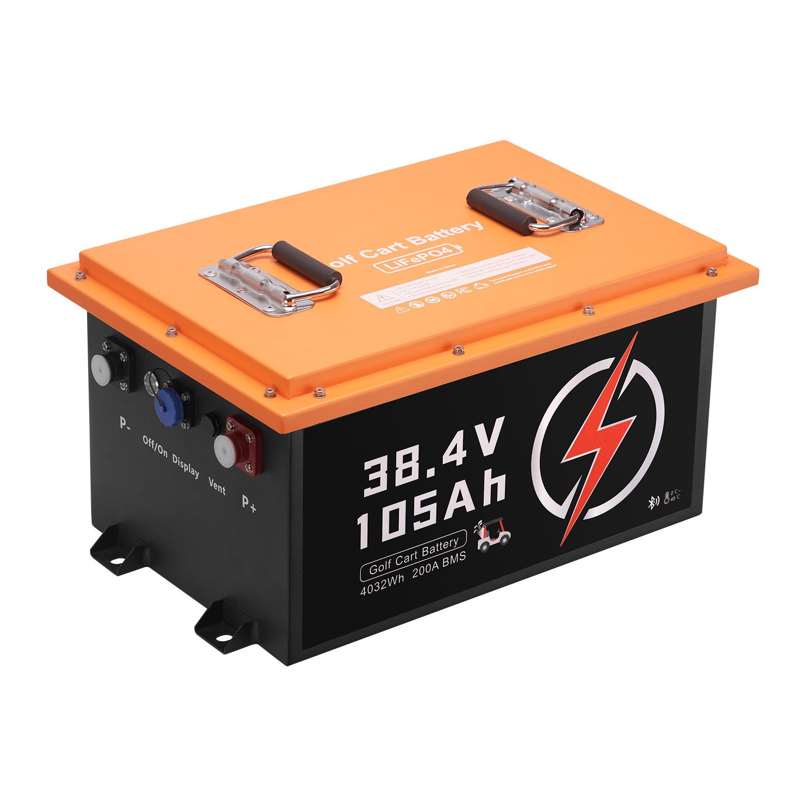Batterie lithium chariot golf 36V 105Ah chargeur 20A moniteur