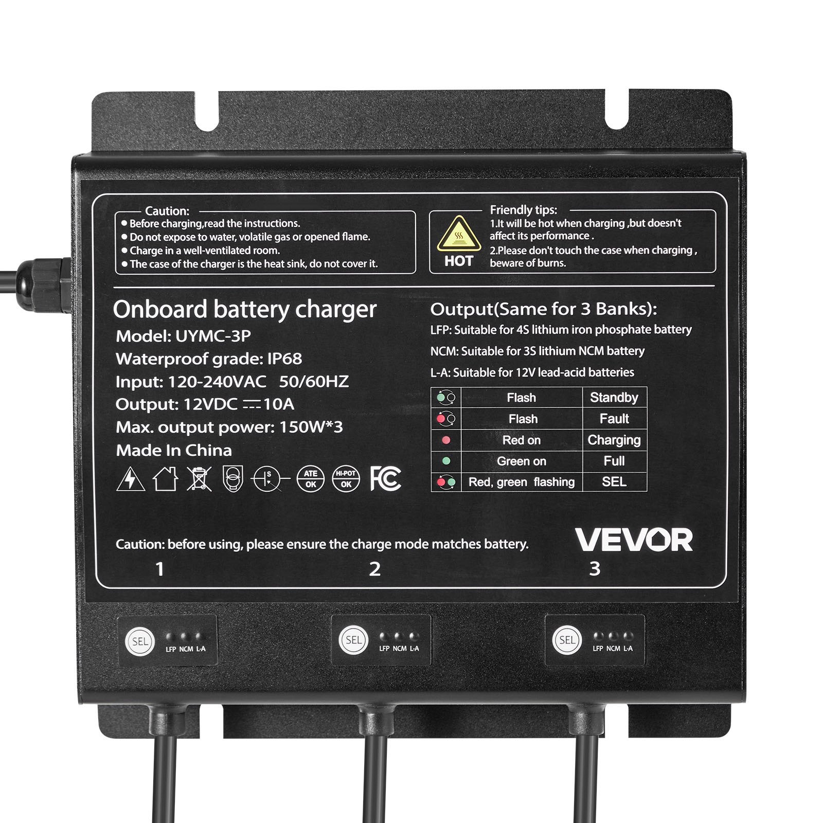 Chargeur batterie marin 3 bancs 10A 12V IP68