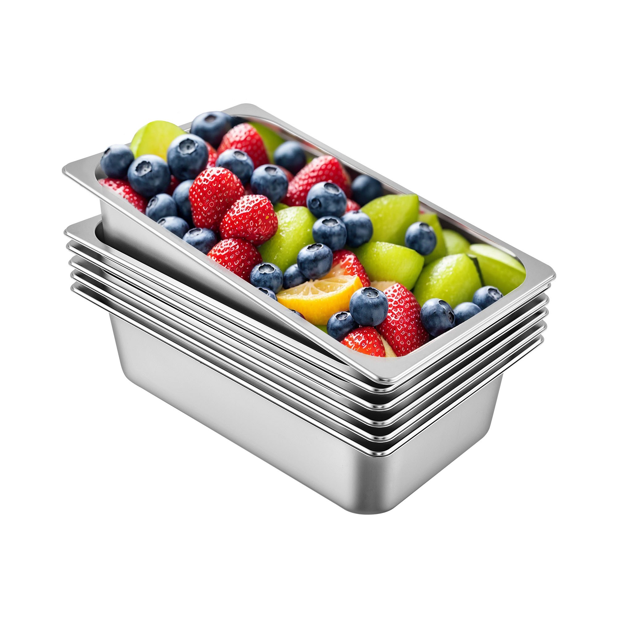 6 bacs vapeur plein format 20,9x12,8x5,9po acier inoxydable
