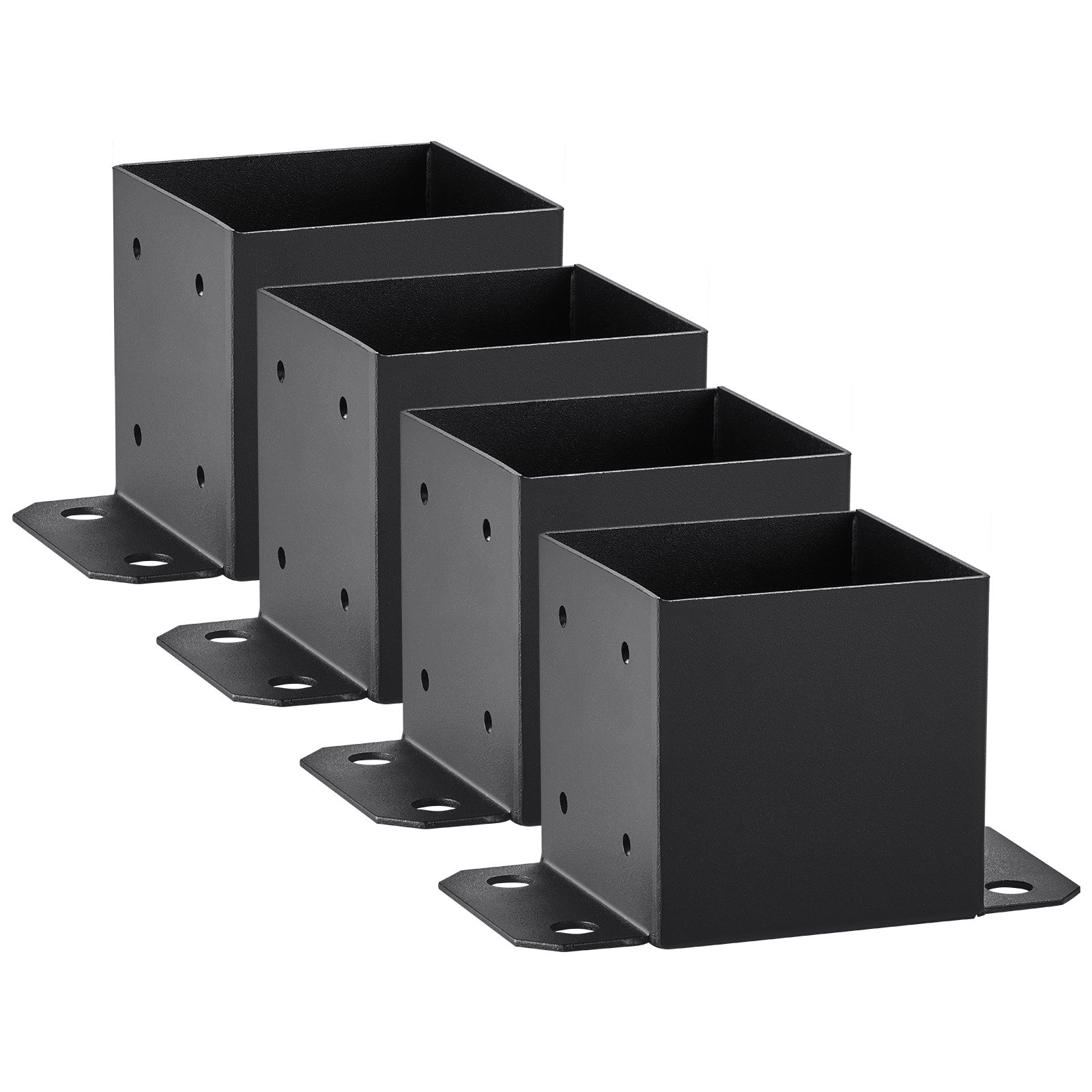 4 bases poteau 6x6 po, intérieur 5,6x5,6 po, acier revêtu noir