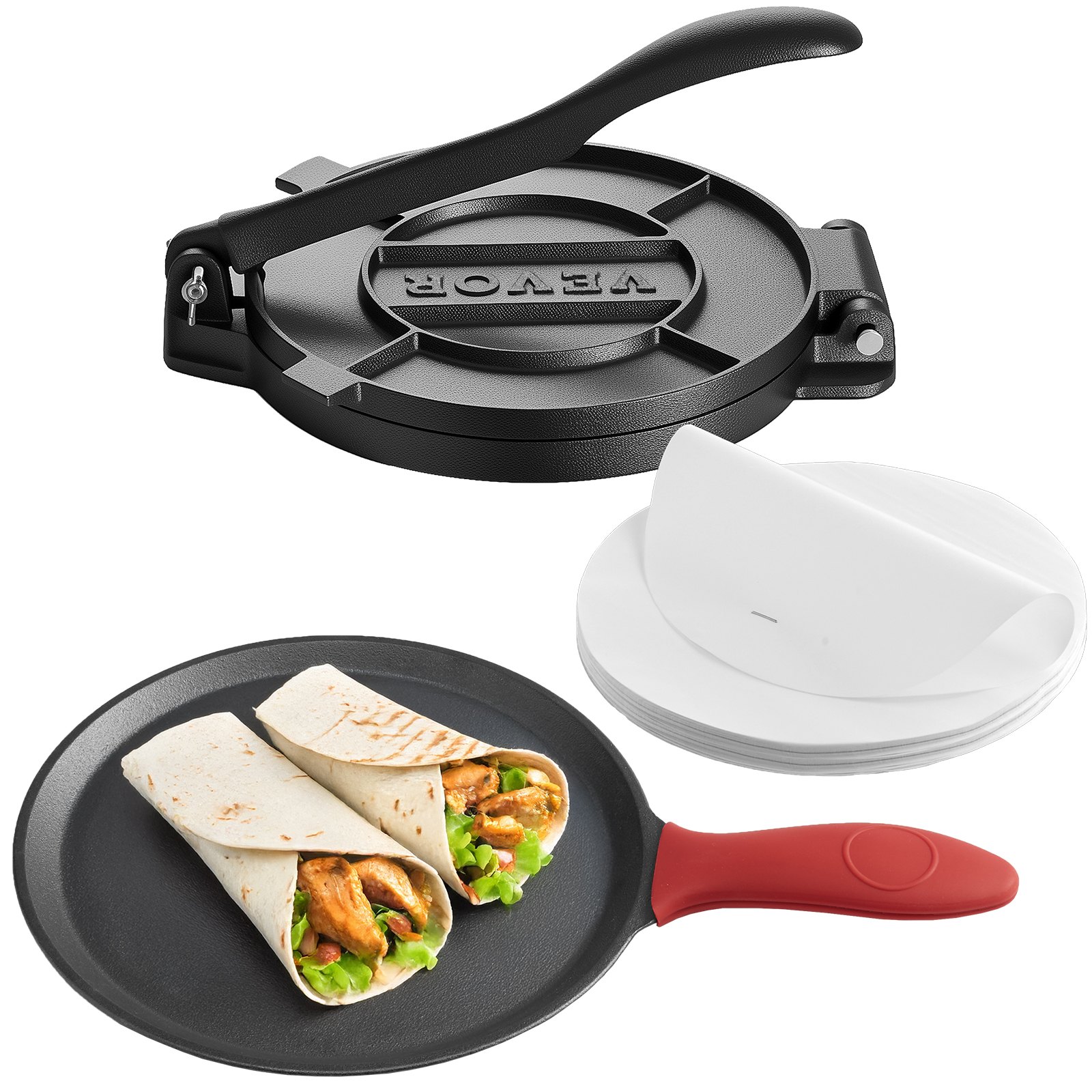 Presse tortilla 8 po fonte, roti chapati, usage intensif