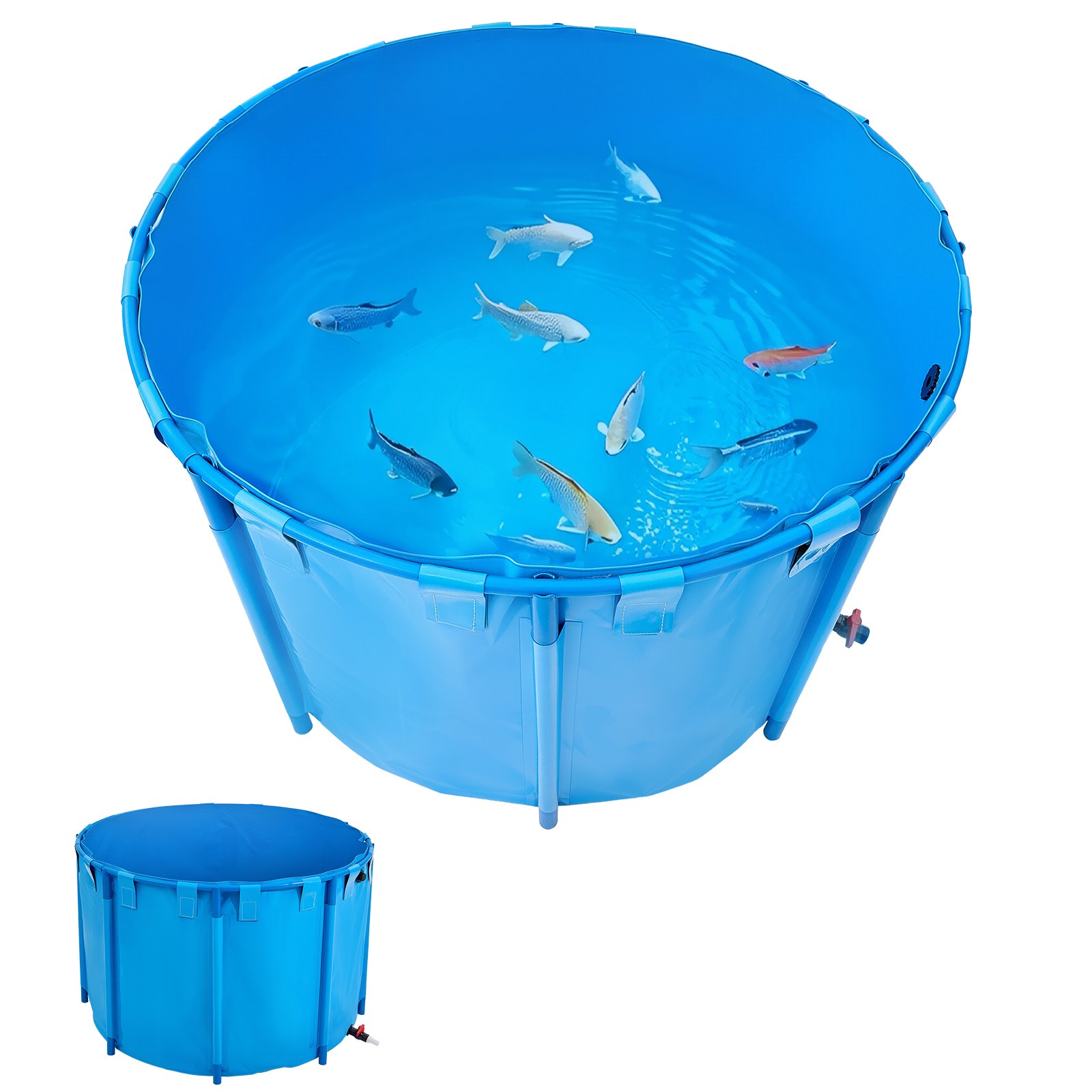 Bassin poisson toile 170L rond koi bleu