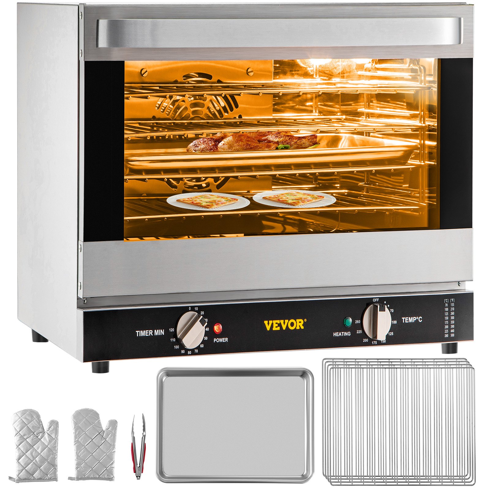 Convectron commercial 66L, 4 étages, porte verre, 1800W, 120V