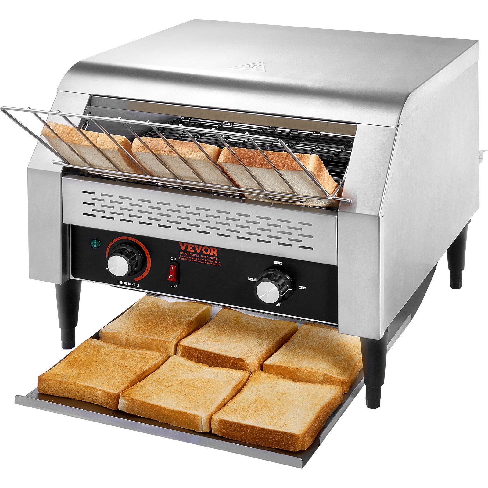 Grille-pain commercial convoyeur 450 tranches/h acier inox
