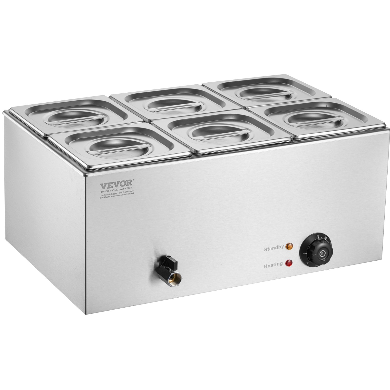 Réchaud buffet commercial 6 bacs 14,3QT bain-marie
