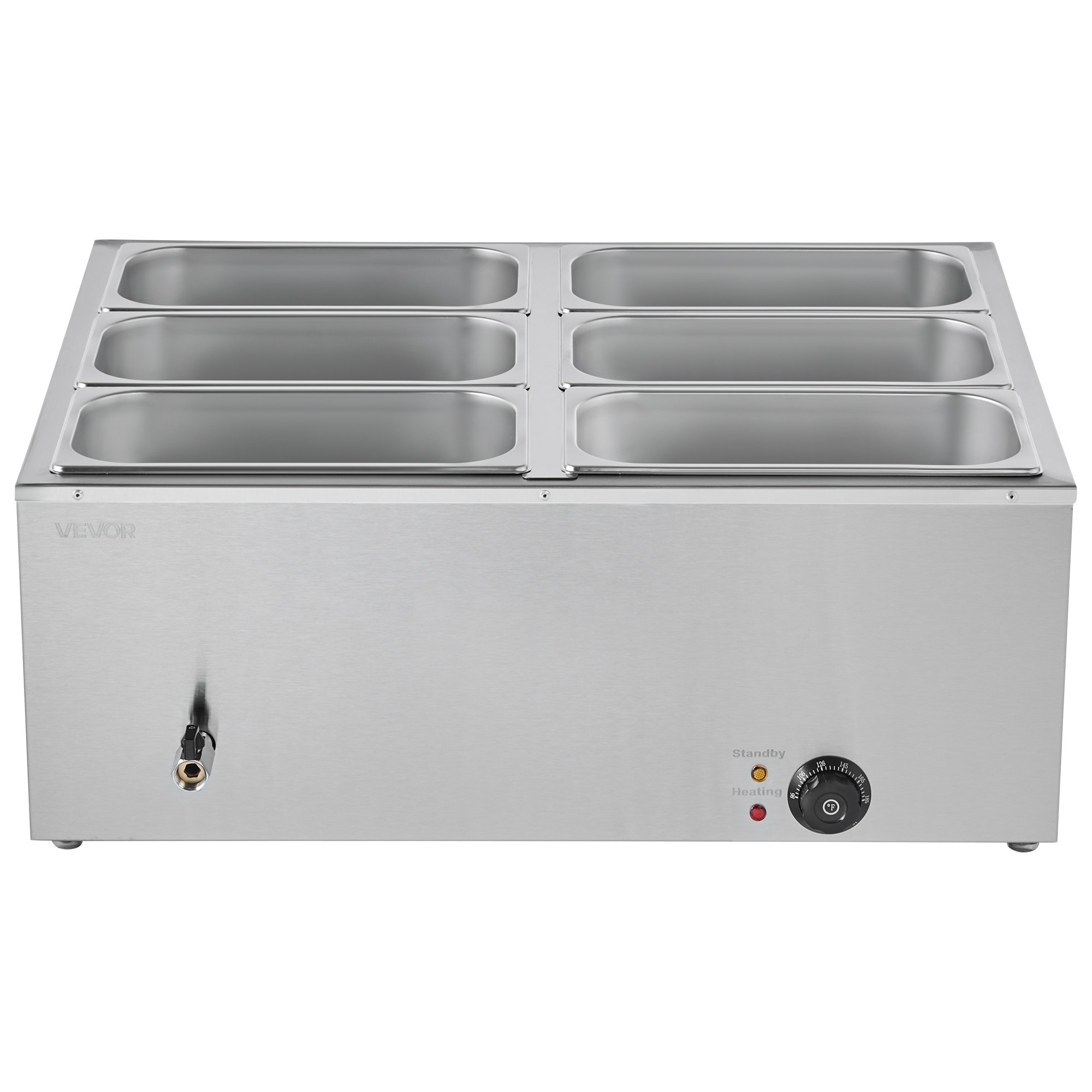Réchaud alimentaire commercial 6 bacs 1500W
