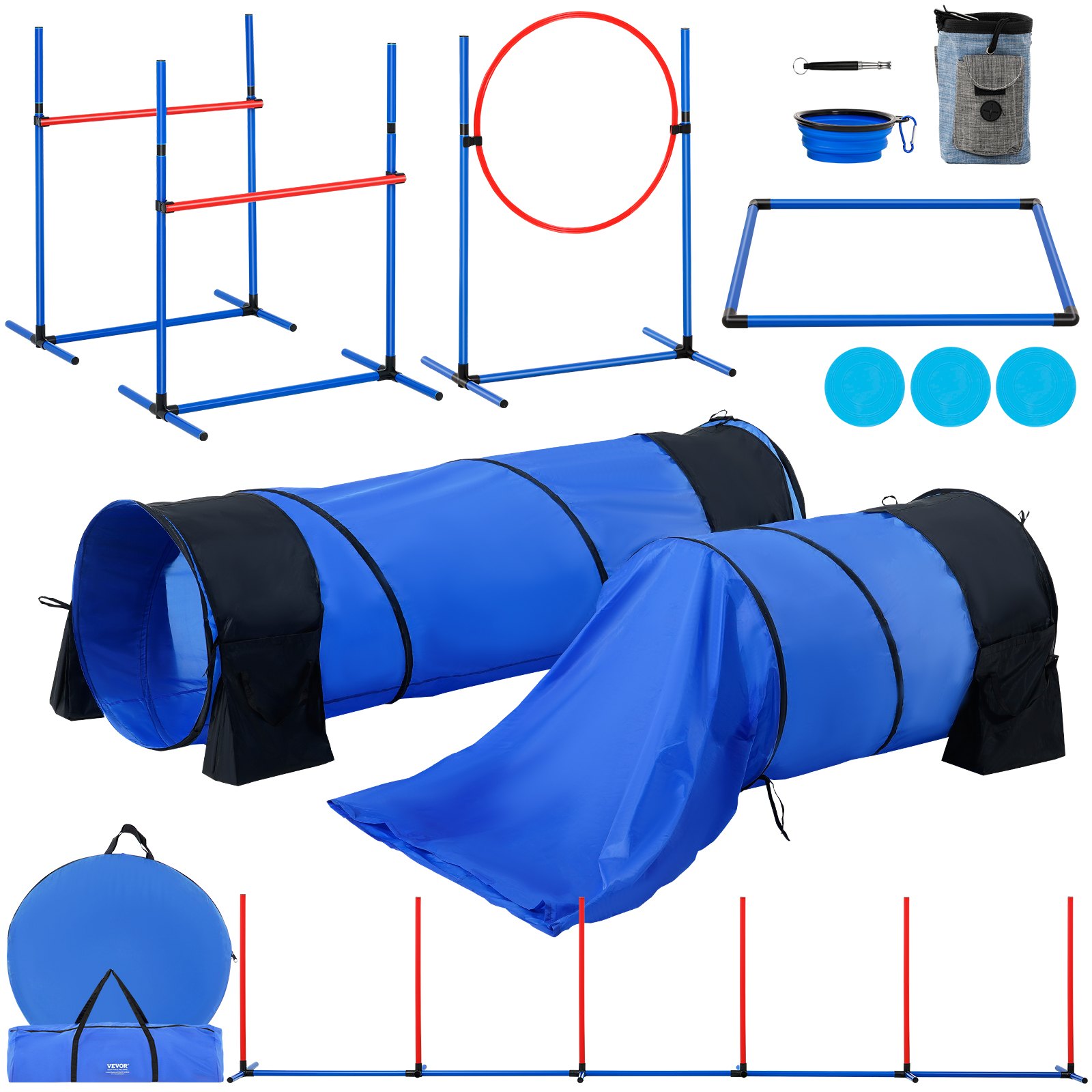 Équipement agilité chien 7 pcs haies tunnels anneau saut