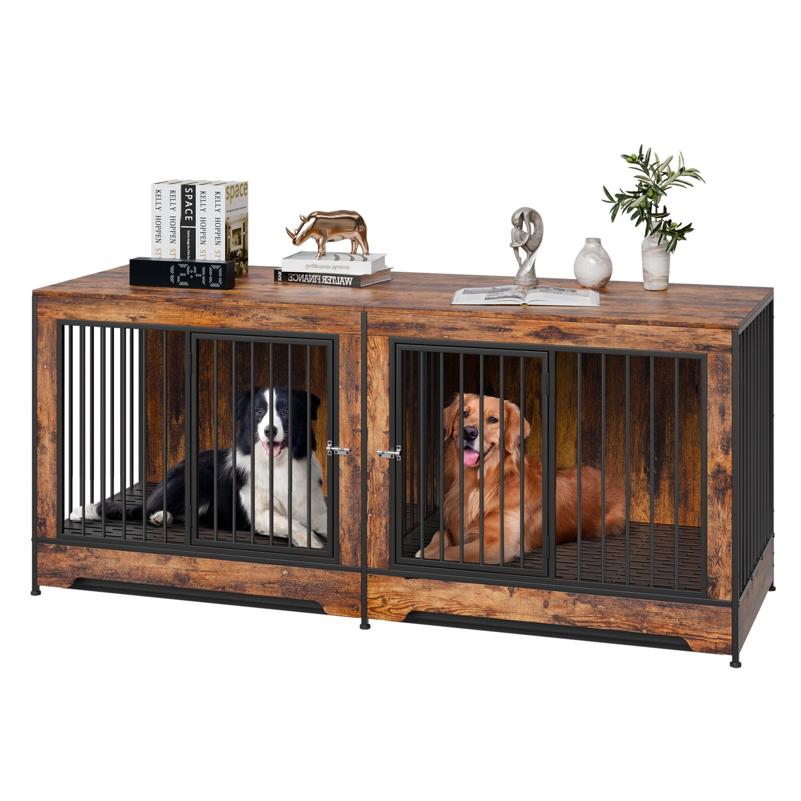 Cage pour chiens en bois 75" avec diviseur