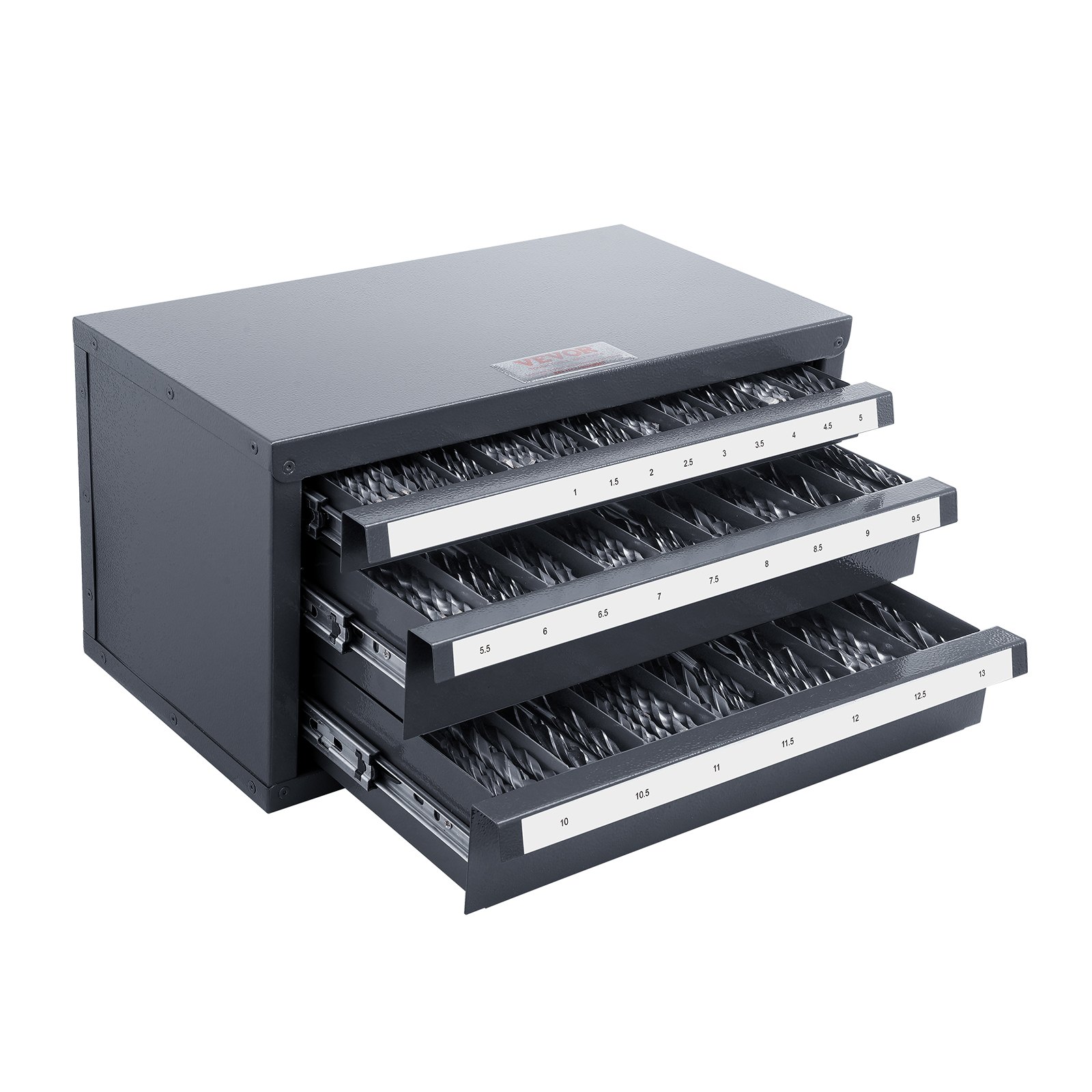 Armoire organisateur forets 3 tiroirs 1-13mm acier étiquetés