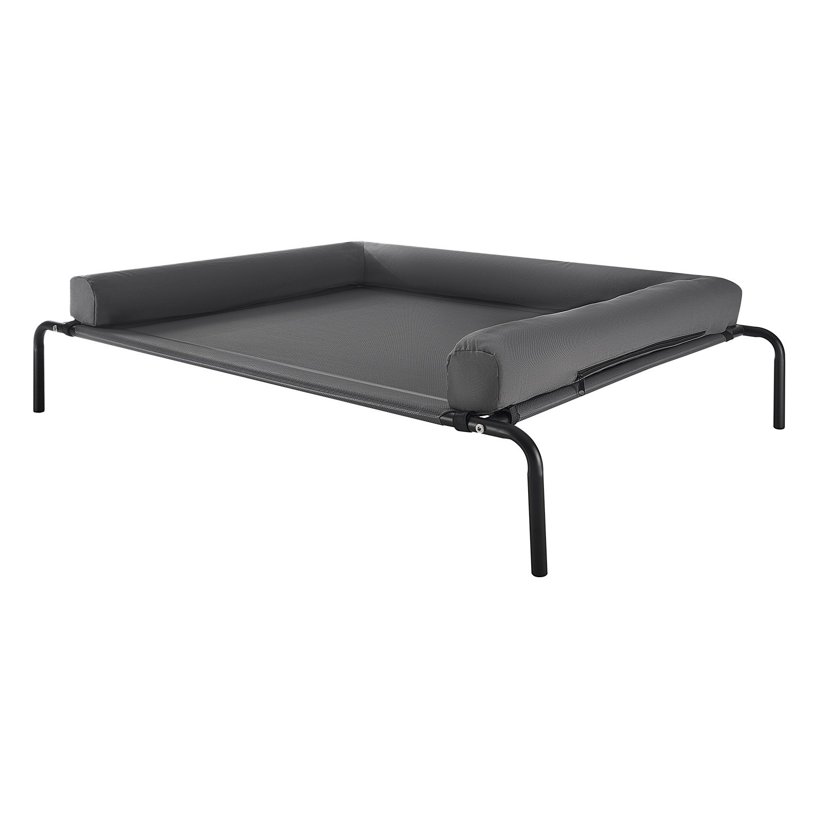 Lit surélevé chien grand, portable, coussin, XL gris