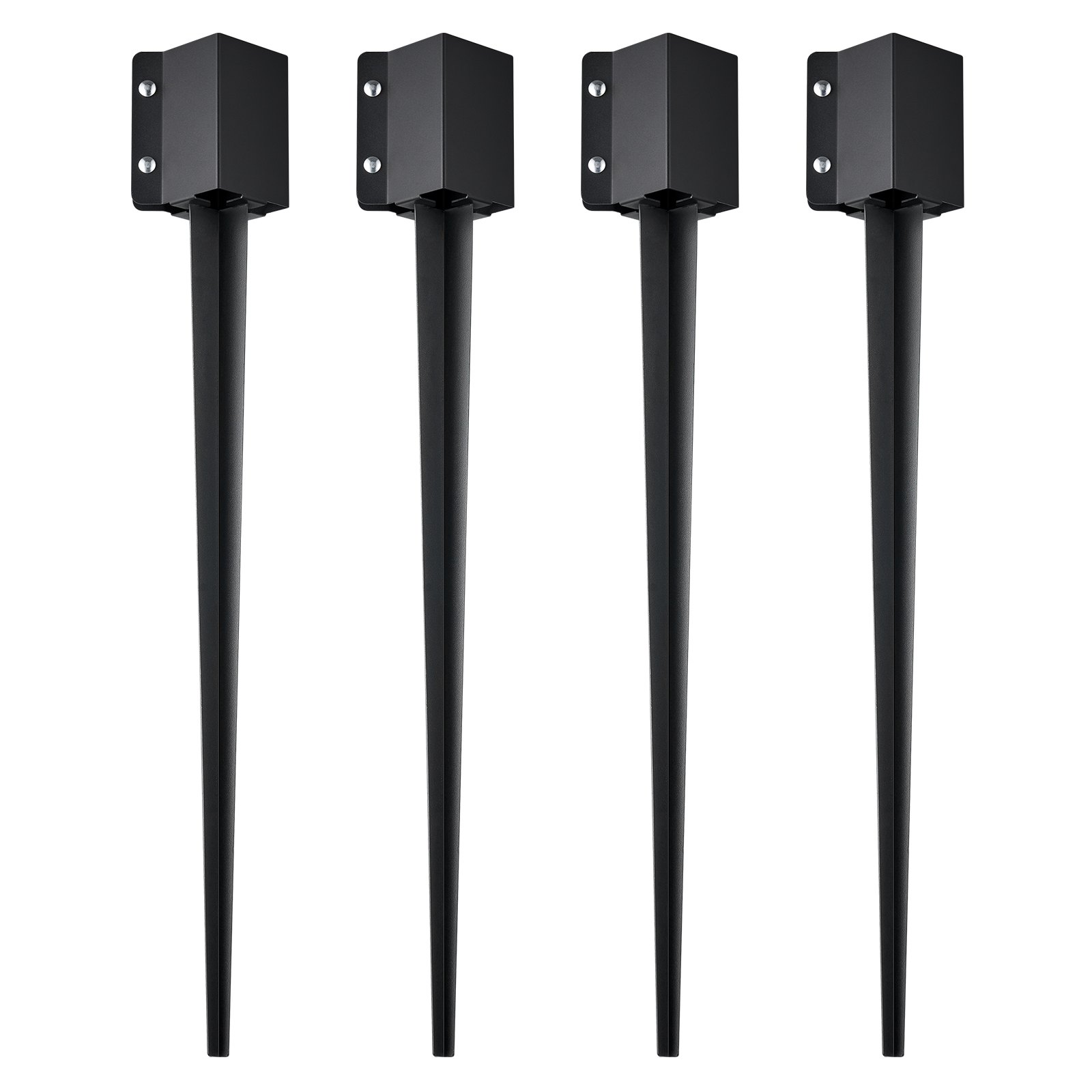 Ancre poteau clôture 4 pcs, 36x4x4 po, acier noir