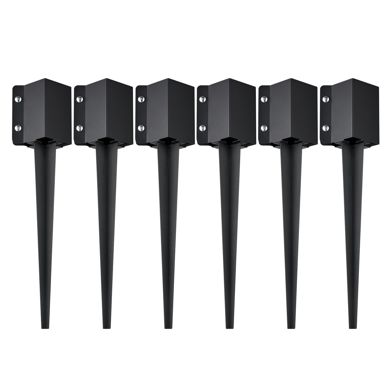 Ancre de poteau clôture 6 pcs, 24x4x4 po, acier noir