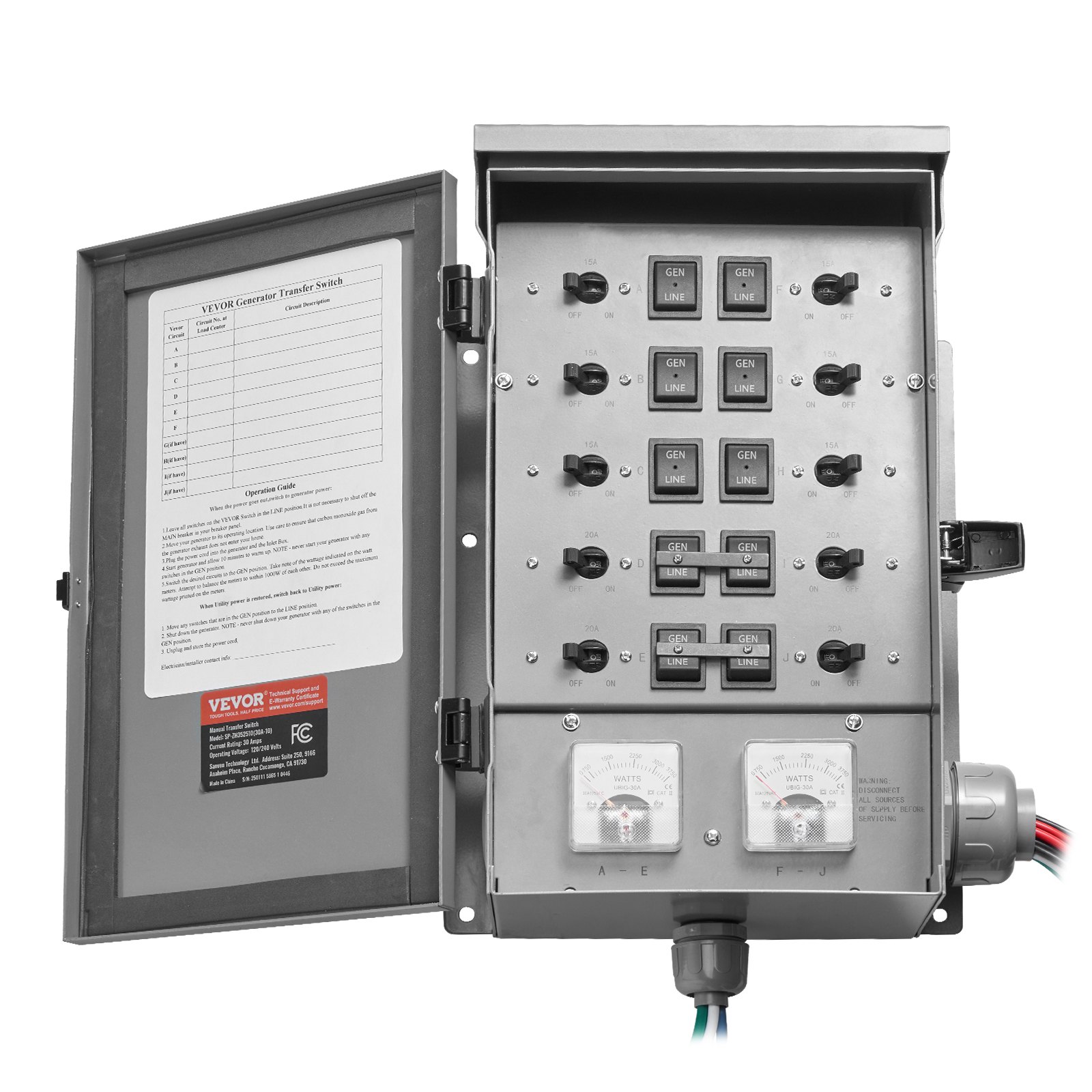 Commutateur transfert 30A 7500W 120/240V