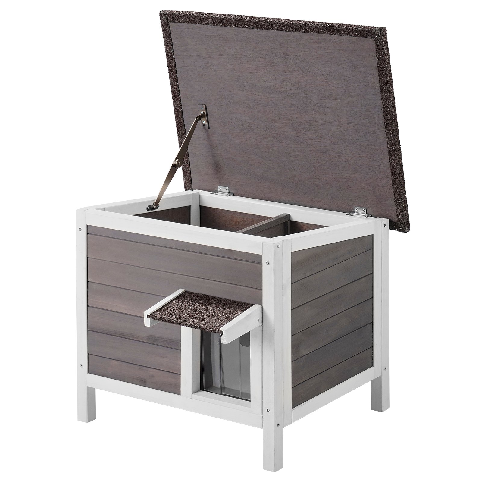 Abri Chat Sauvage Bois Porte PVC Toit