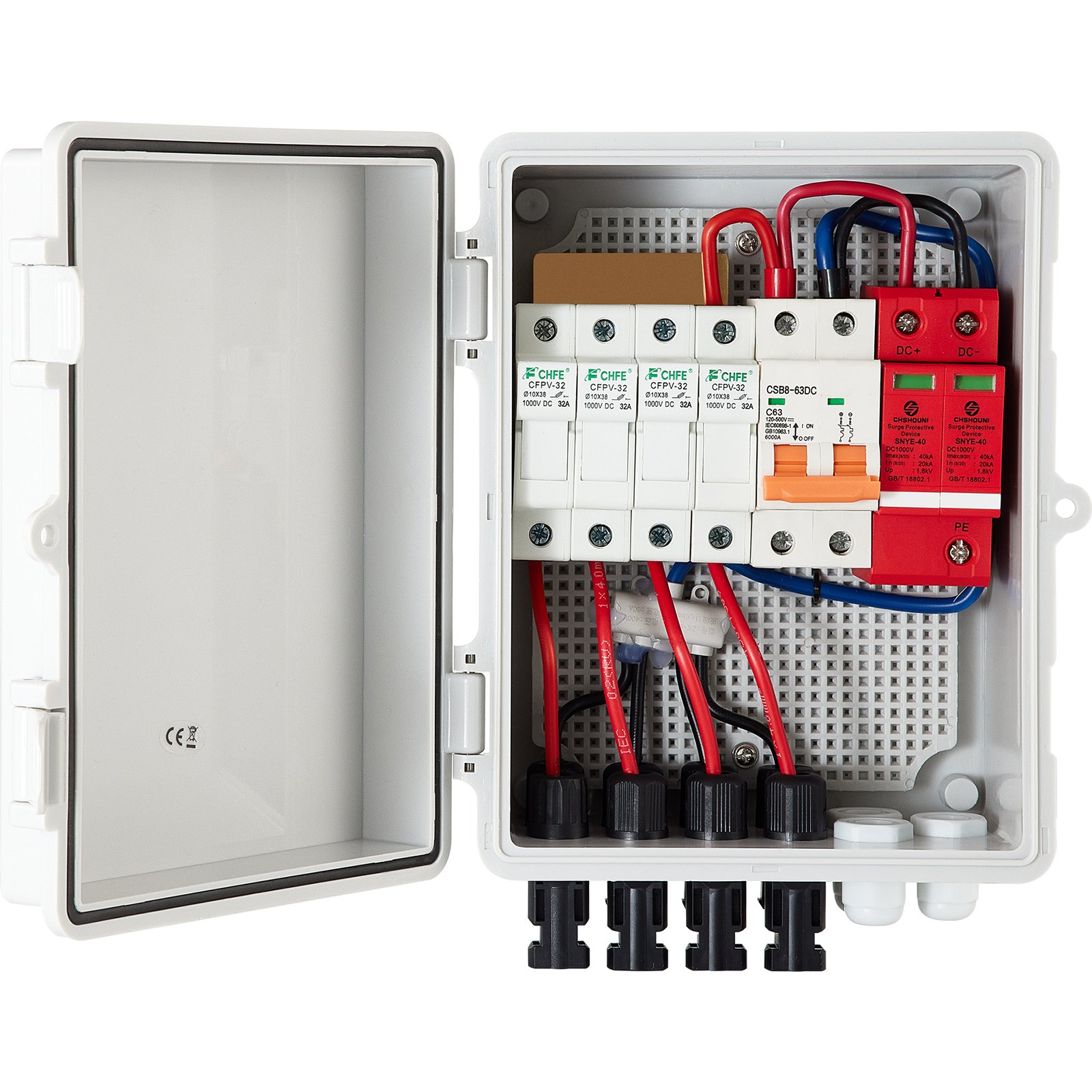 Boîtier combineur PV 4 chaînes 15A 63A disjoncteur