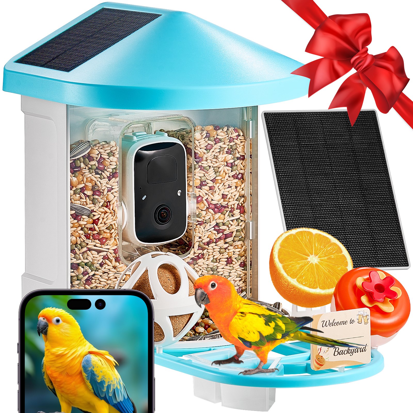 Mangeoire oiseaux intelligente caméra AI, énergie solaire