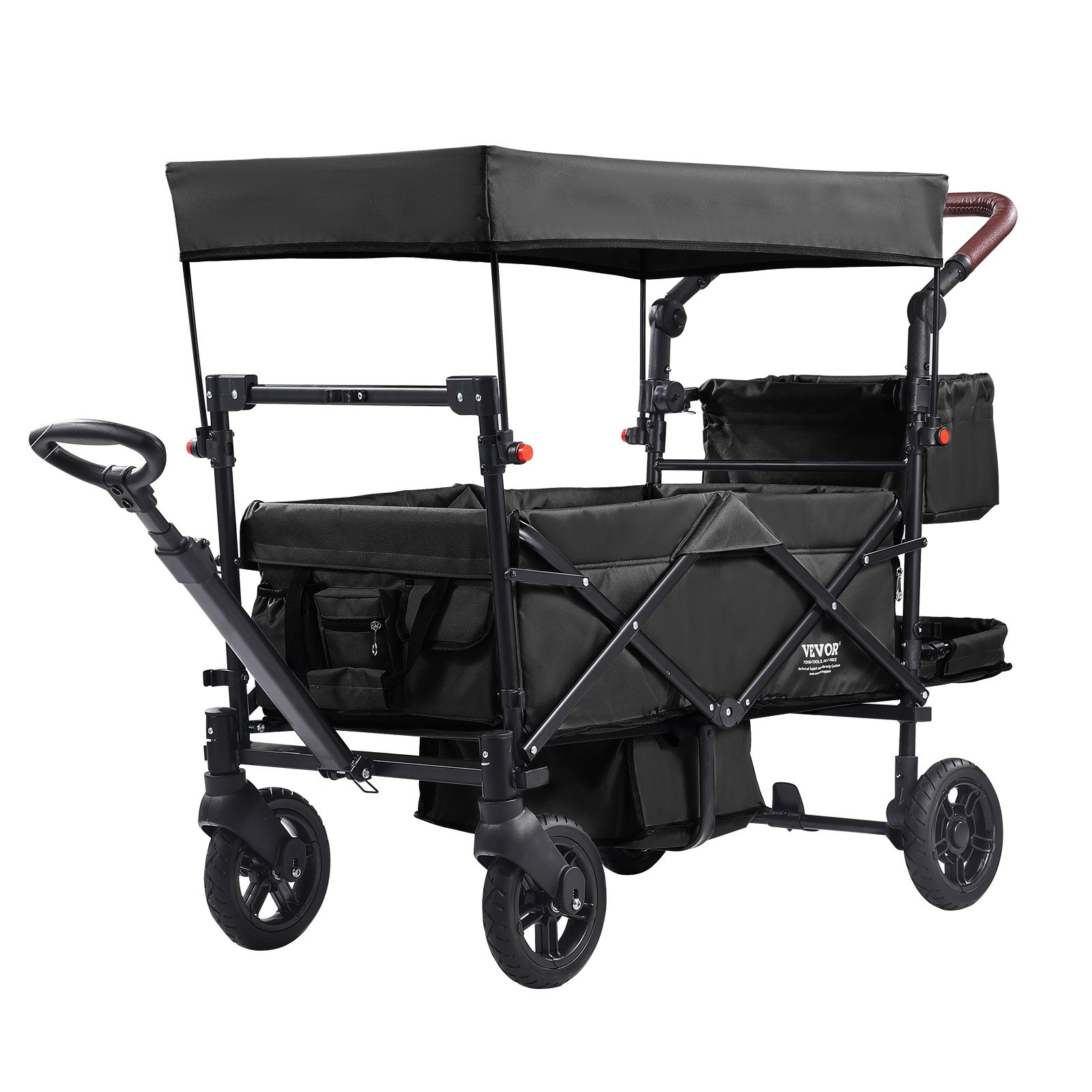 Poussette wagon 2 enfants pliable, poignée ajustable, 4 roues