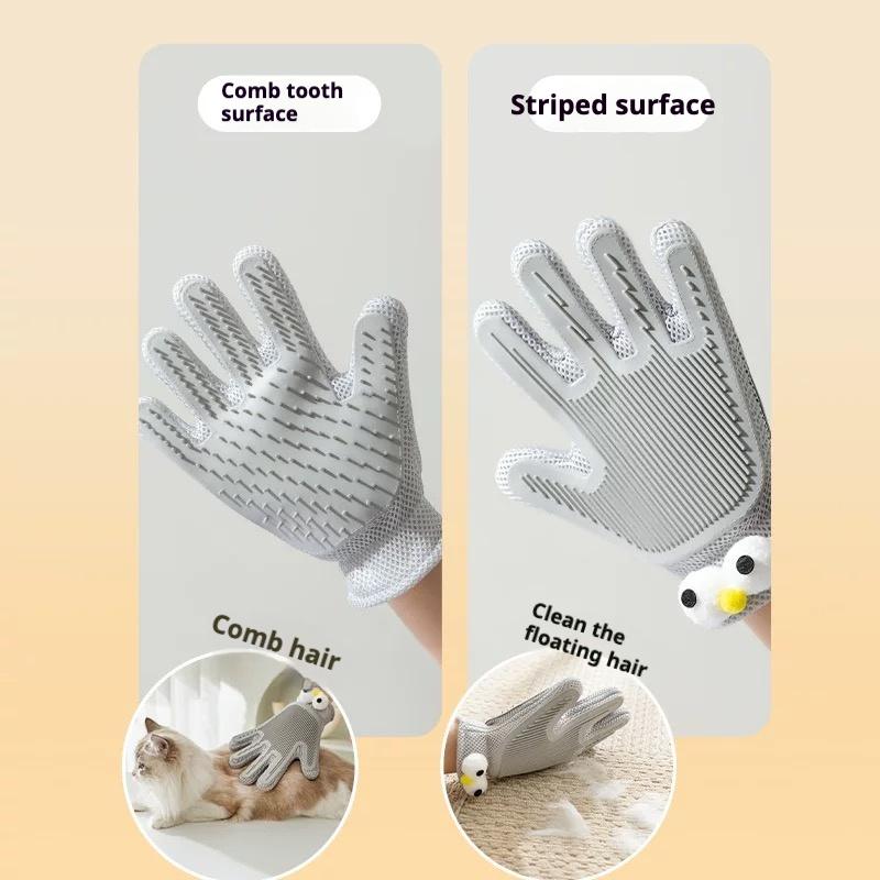 Gants toilettage 2 en 1 chien chat, brosse, double côté
